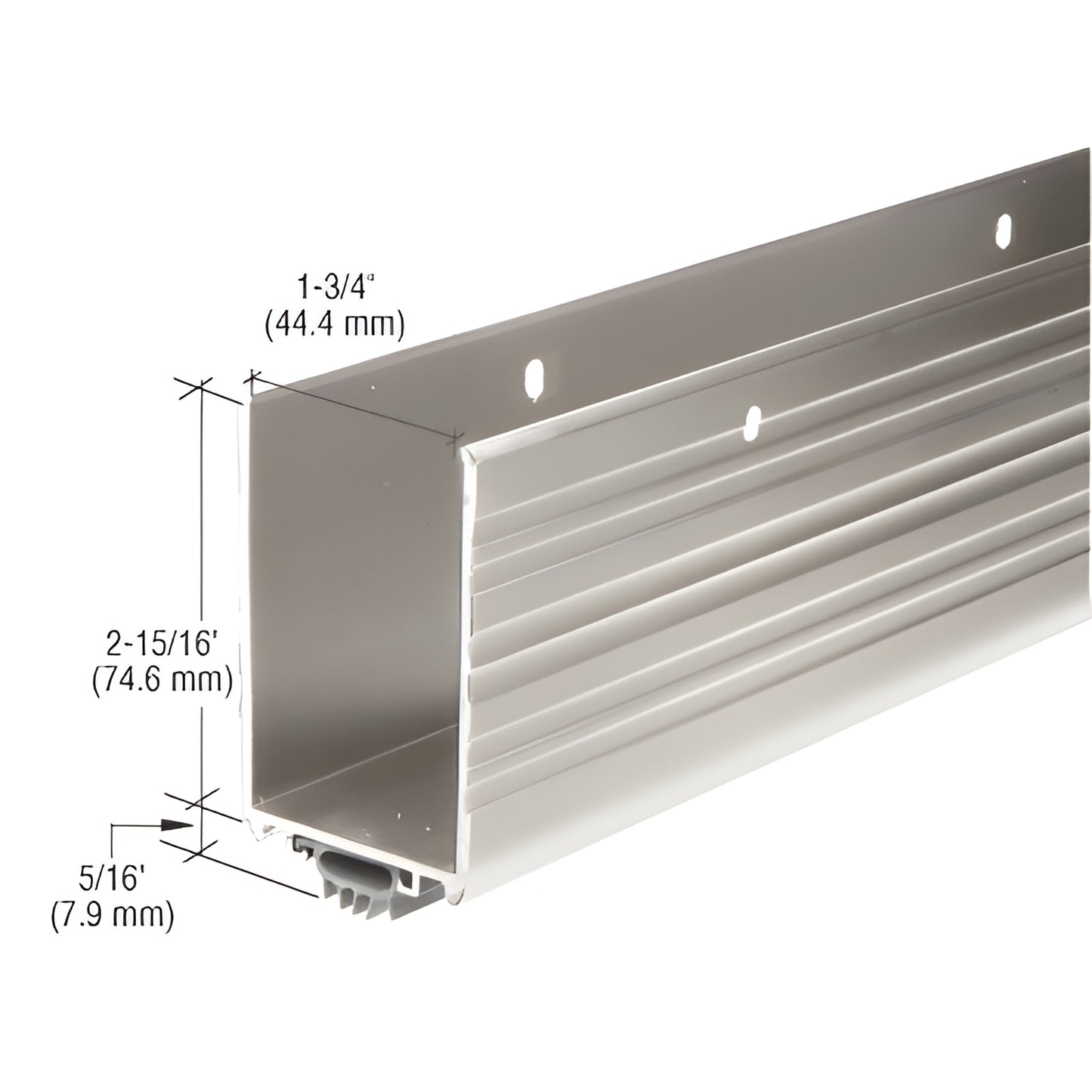Aluminum extra-deep adjustable door bottom sweep DB054AV36, 361 2" long, 2 15/16" tall with vinyl finger seal for 1 3/4" doors.