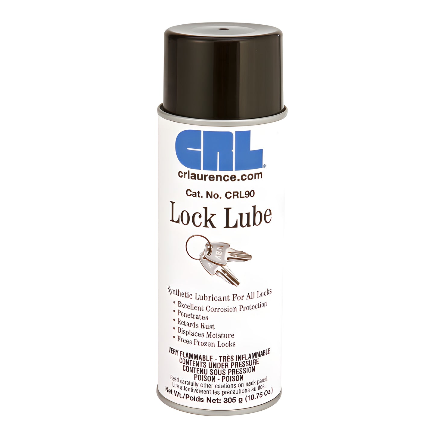 Aerosol can of CRL Lock Lube (SKU CRL90) - 11 oz spray lubricant and rust penetrant for locks and metal parts.
