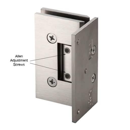 CRL Vienna Adjustable Wall Mount Hinge, Brushed Nickel, Elegant Offset Back Plate Design