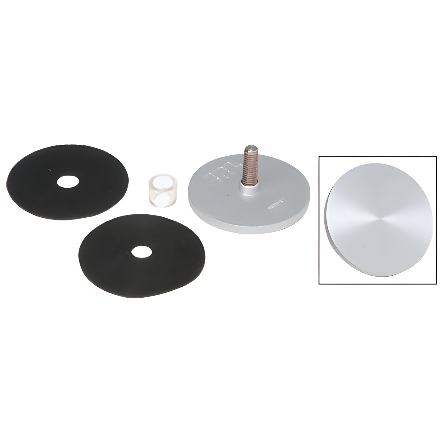 HR2CKSA satin anodized aluminum glass-mount conversion kit with cap, threaded screw, rubber gaskets and grommet