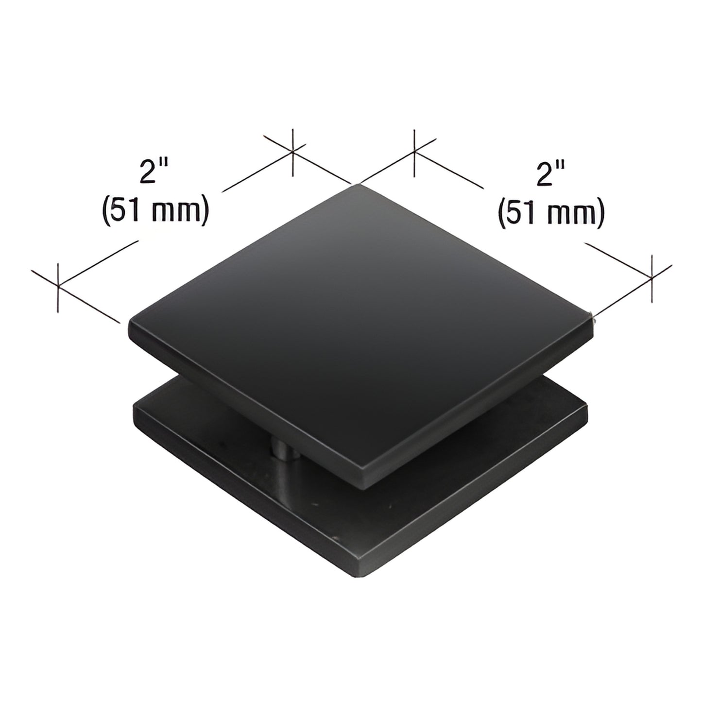 MFC18MBL matte black 2 x 2 square mall-front glass clamp, fits 3/8-3/4 in tempered glass