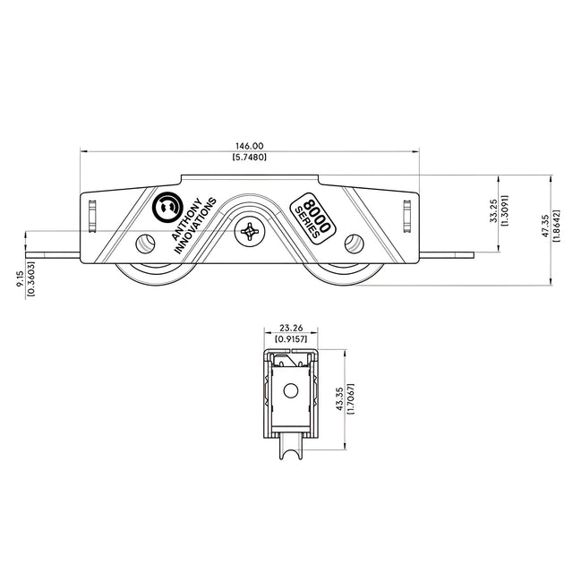 8000 Series Stainless Steel Roller with 1.66" Stainless Steel Wheels