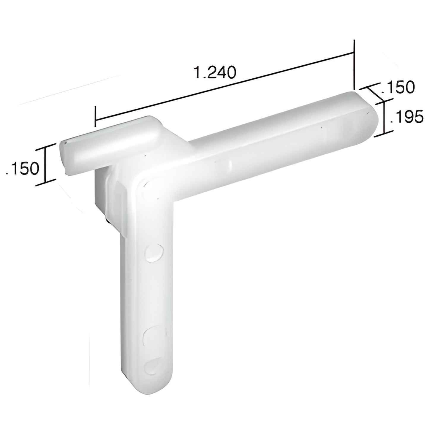SK205B white molded nylon storm window swivel key - L-shaped corner key with projecting guide pin, 1.240" length
