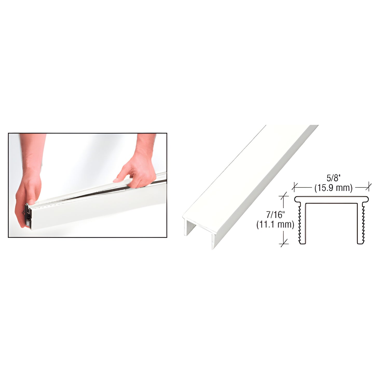 PF36W Sky White 36in snap-in windscreen post pocket filler, U-shaped 5/8"x7/16", corrosion-resistant