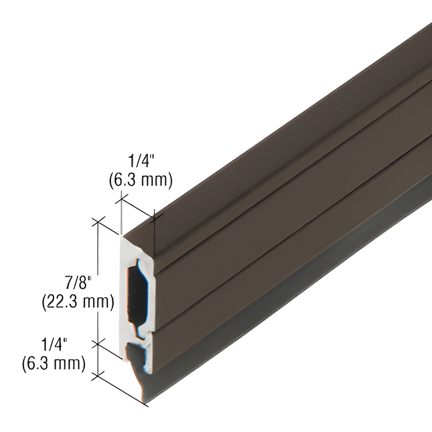 CRL BW03622 door sweep - black bronze anodized extruded aluminum profile with concealed fasteners and rubber seal.