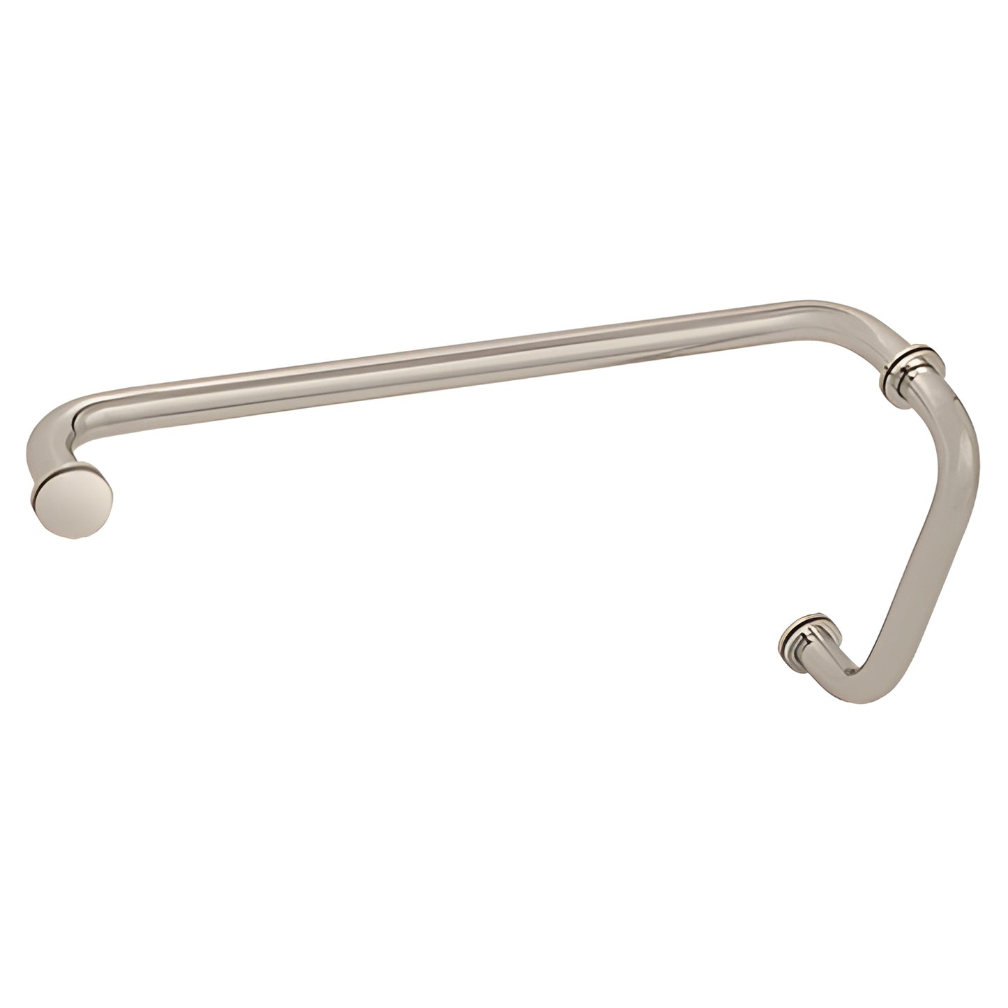 Satin nickel tubular brass shower door pull with 18 in. towel bar, 8 in. pull - SKU BM8X18SN