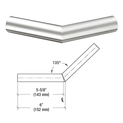 CRL 1-1/4" Polished Stainless Steel 135° Schedule 40 Corner Fitting
