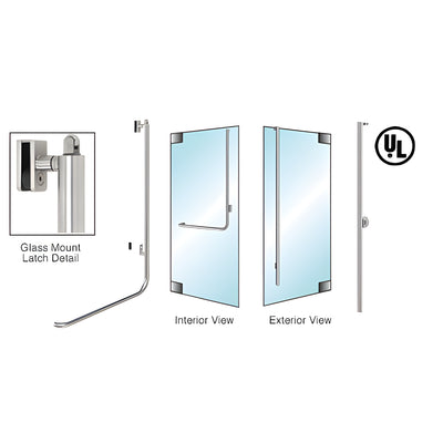 CRL-Blumcraft® Brushed Stainless Right Hand Reverse Glass Mount Keyed Access 'FS' Exterior, Top Securing Panic Handle for 5/8" Glass