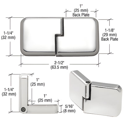 CRL Classic Chrome UV-Bond Glass Door Hinge for Frameless Doors