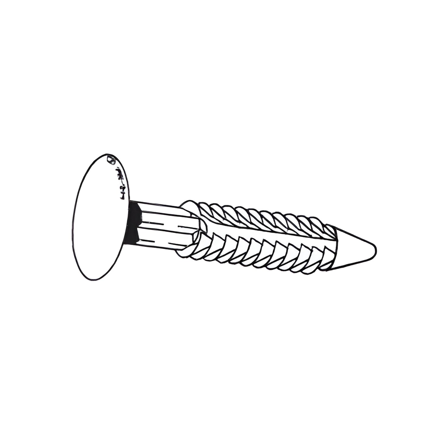 Black plastic door panel retainer clip with flat round head and ribbed expanding shank - OEM-style fastener (SKU 20177)