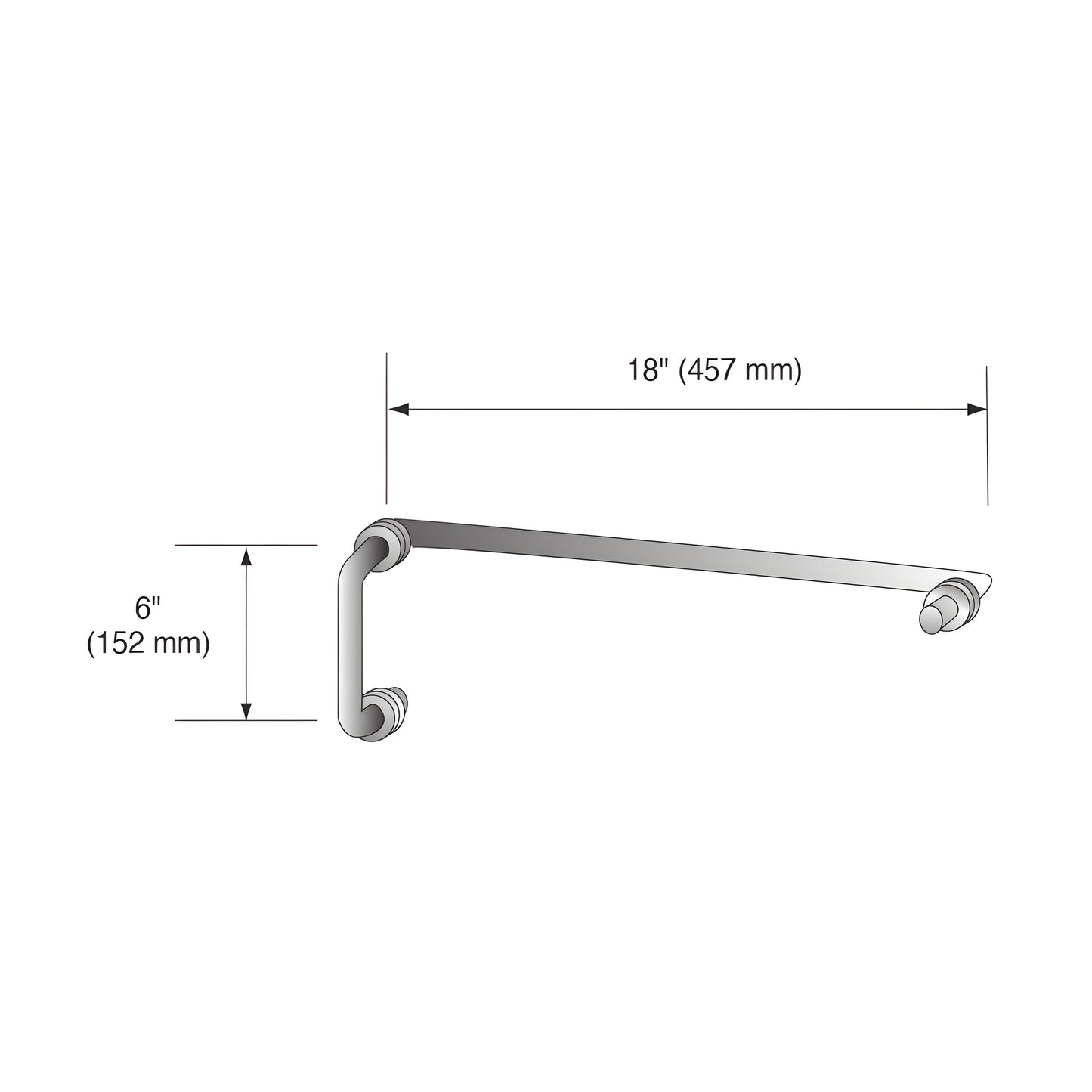 Brushed bronze brass glass pull and 18" towel bar combo (6" pull), tubular 3/4", fits 1/4"-1/2" glass.
