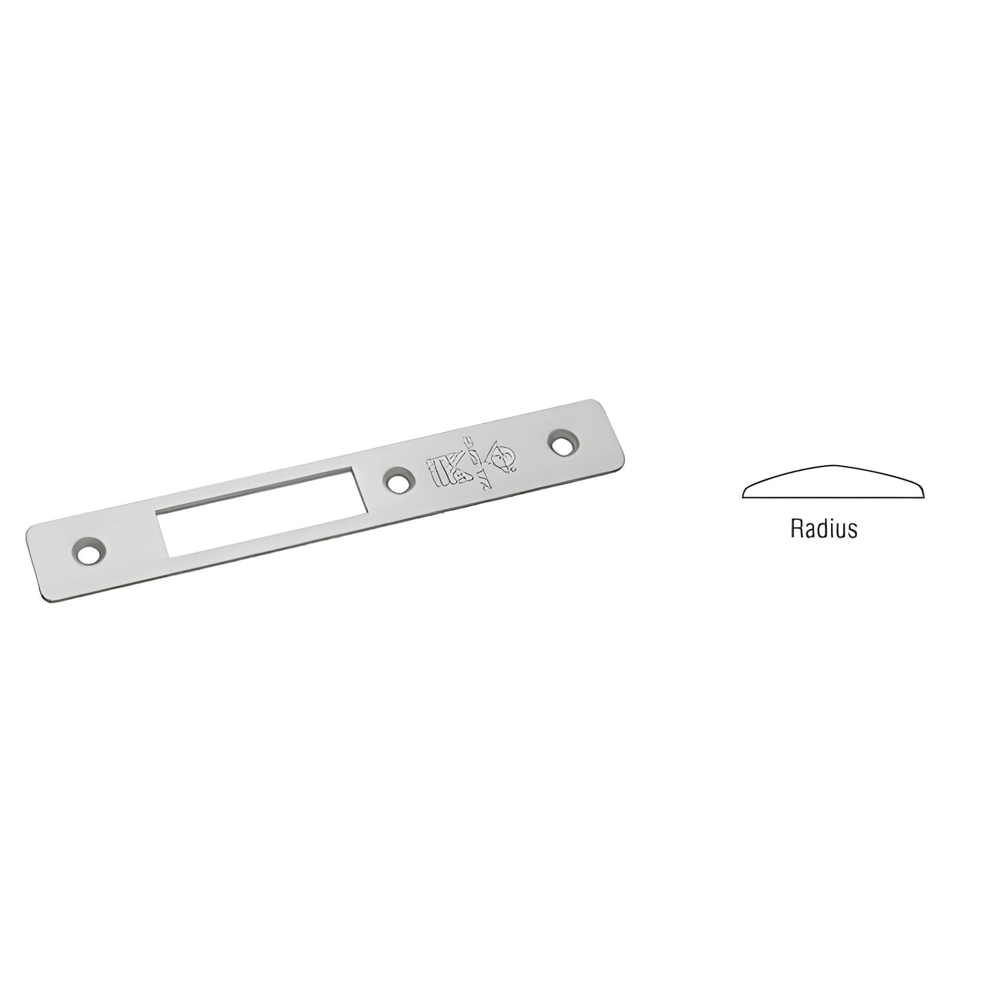 Aluminum radius faceplate 1" x 6-7/8" for deadlocks, Adams Rite compatible - SKU 18120AL