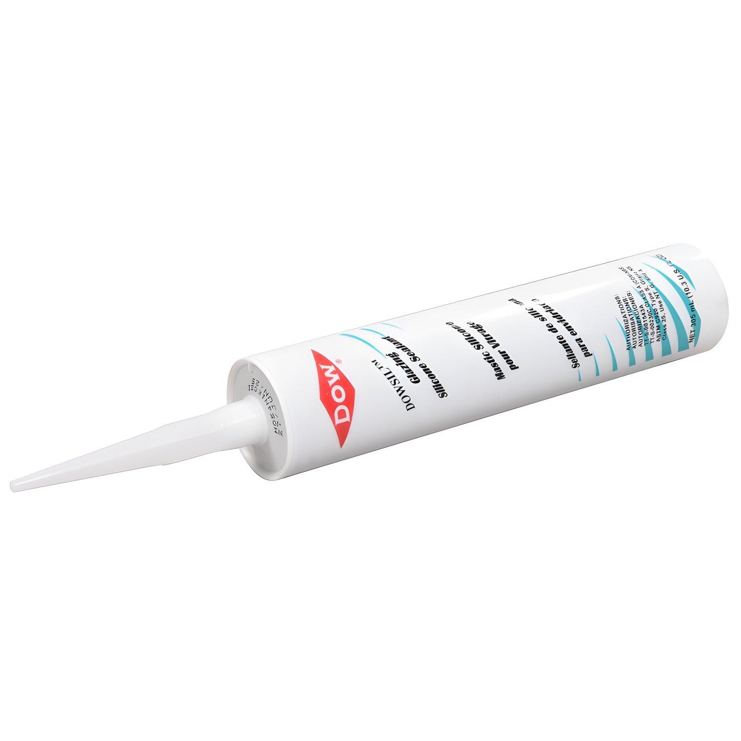 Dow Corning DC1AL 10.3 oz aluminum glazing silicone sealant cartridge with applicator nozzle.