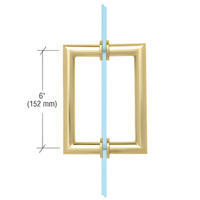 CRL 6" Unlacquered Brass MT Series Back-to-Back Round Glass Door Pull