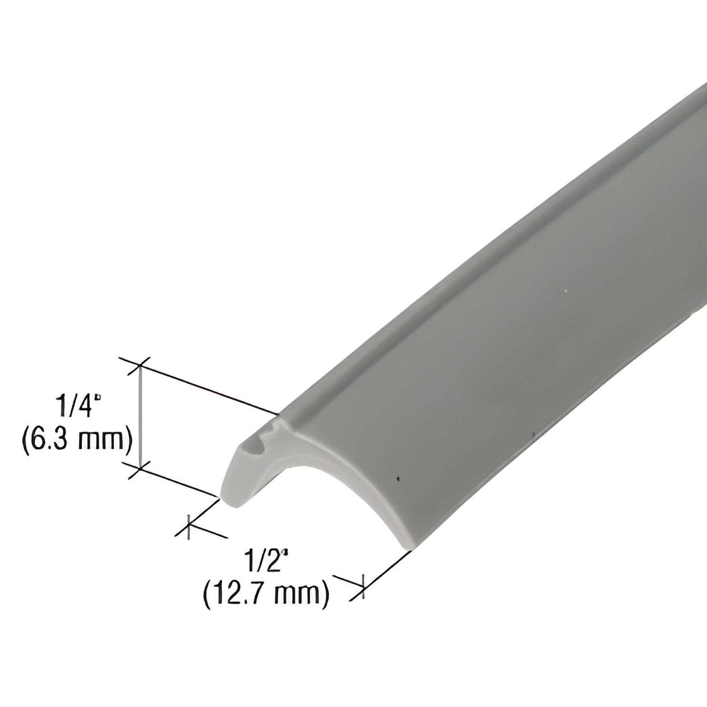 GS111M gray extruded vinyl glazing spline for aluminum windows, 1/2" (12.7mm) wide 1/4" (6.3mm) high