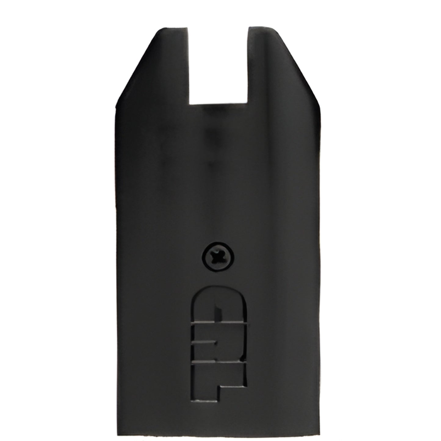 Gloss black aluminum end cap for 4-inch tapered Wedge-Lock door rail, SKU DREC4TBL.