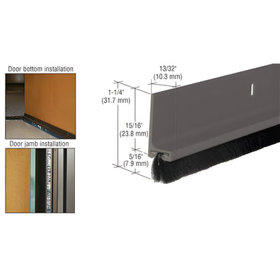 CRL 144" Medium Bronze Painted Finned Door Sweep - Door Bottom Weather Seal