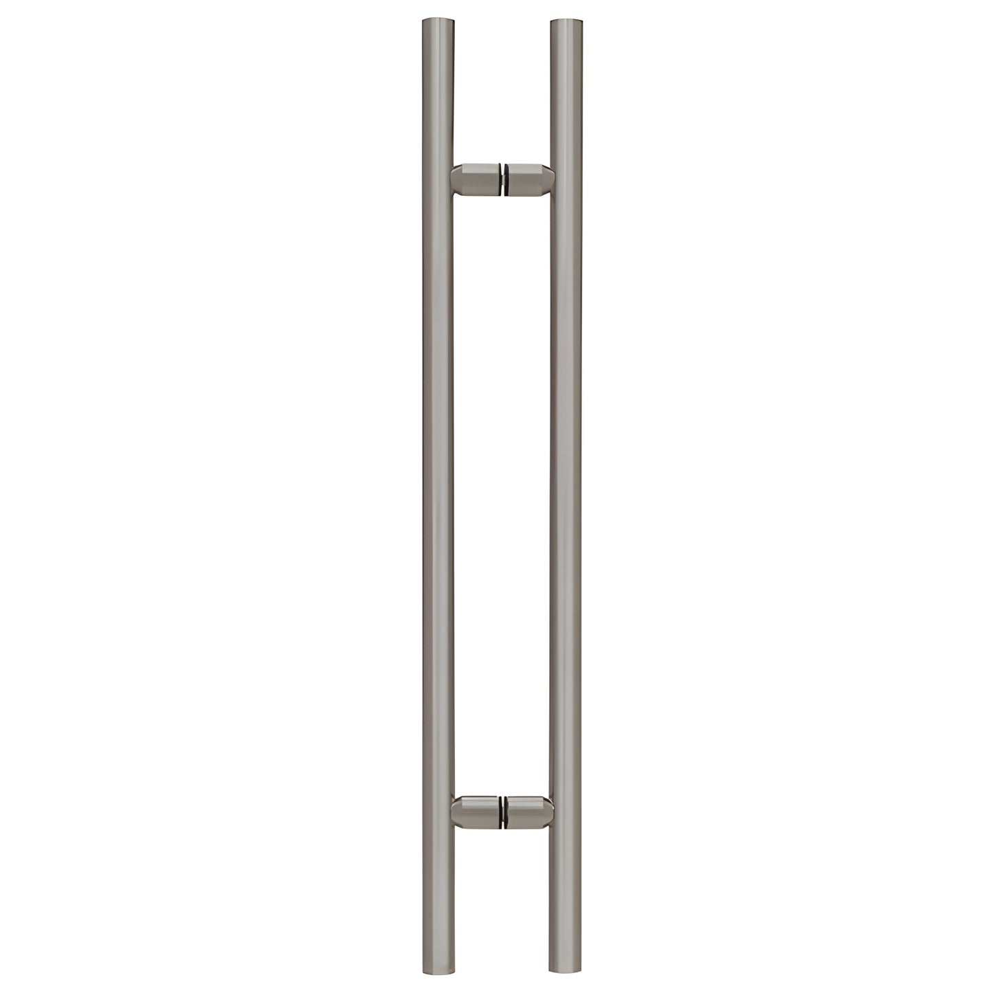 LP48BN brushed nickel ladder-style 48 in tubular shower door pull, 1-1/4 in brass, back-to-back glass mount