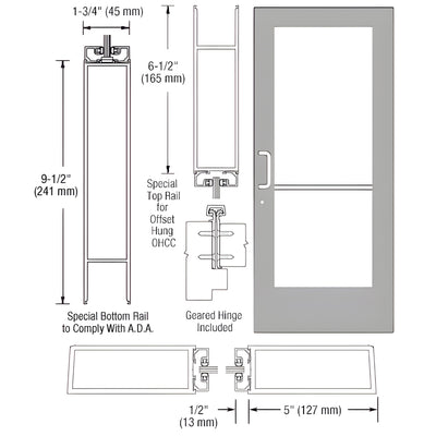 CRL-U.S. Aluminum 550 Geared Hinge for Overhead Concealed Closer