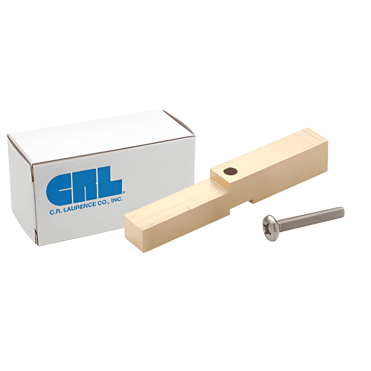 Brite gold anodized brass adapter block with mounting screw and CRL box for shower header hinge (HAB01BGA)