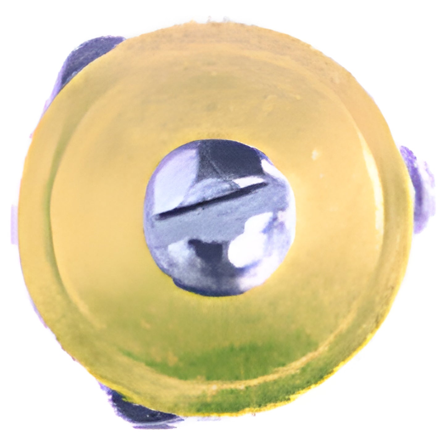 Top view of CRL 3-wheel replacement cutting turret (gold) with central screw for lens cutter replacement.