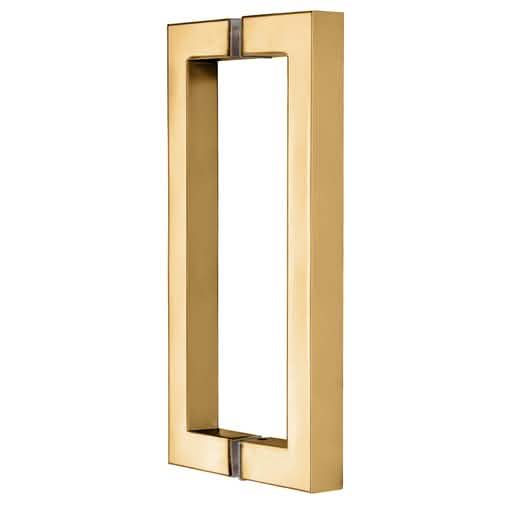 CRL French Gold 8" x 8" SQ Series Square Tubing Back-to-Back Pull Handles, elegant design.