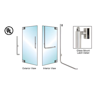 CRL-Blumcraft® Brushed Stainless Left Hand Reverse Glass Mount Keyed Access 'H' Exterior, Top Securing Panic Handle for 3/4" Glass
