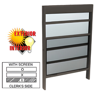 CRL 36x36 Duranodic Bronze Vertical Service Window 1/4 Vinyl & Screen