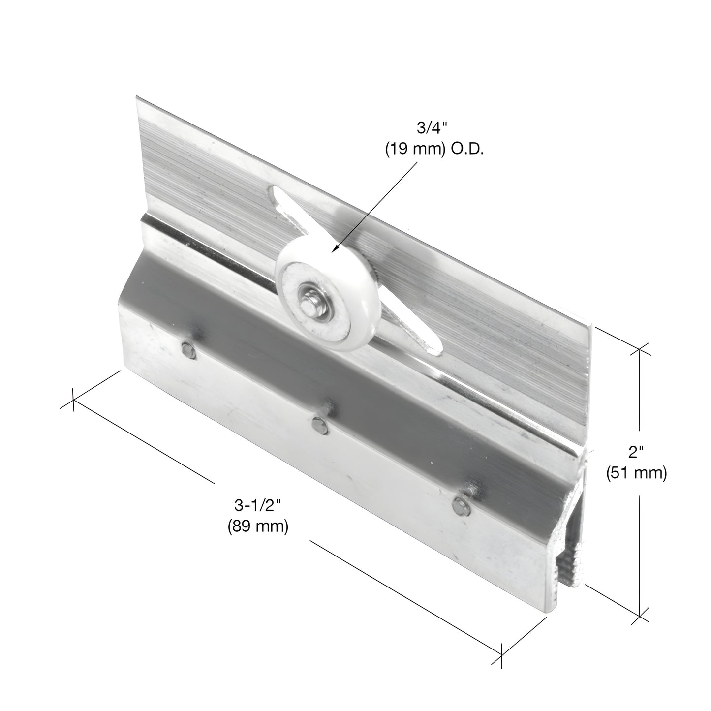 CRLM6053 frameless shower door roller assembly - chrome/aluminum adjustable bracket with white nylon roller.