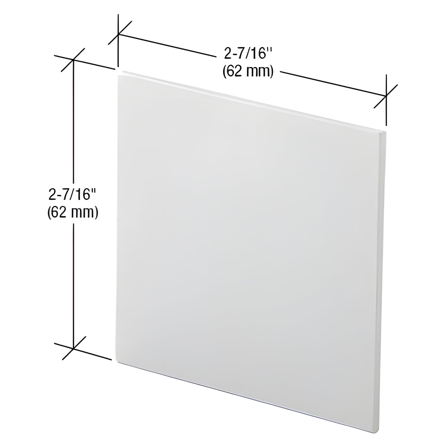 Satin anodized end cap for glass door top track, 2-7/16" (62 mm), CRL4937.
