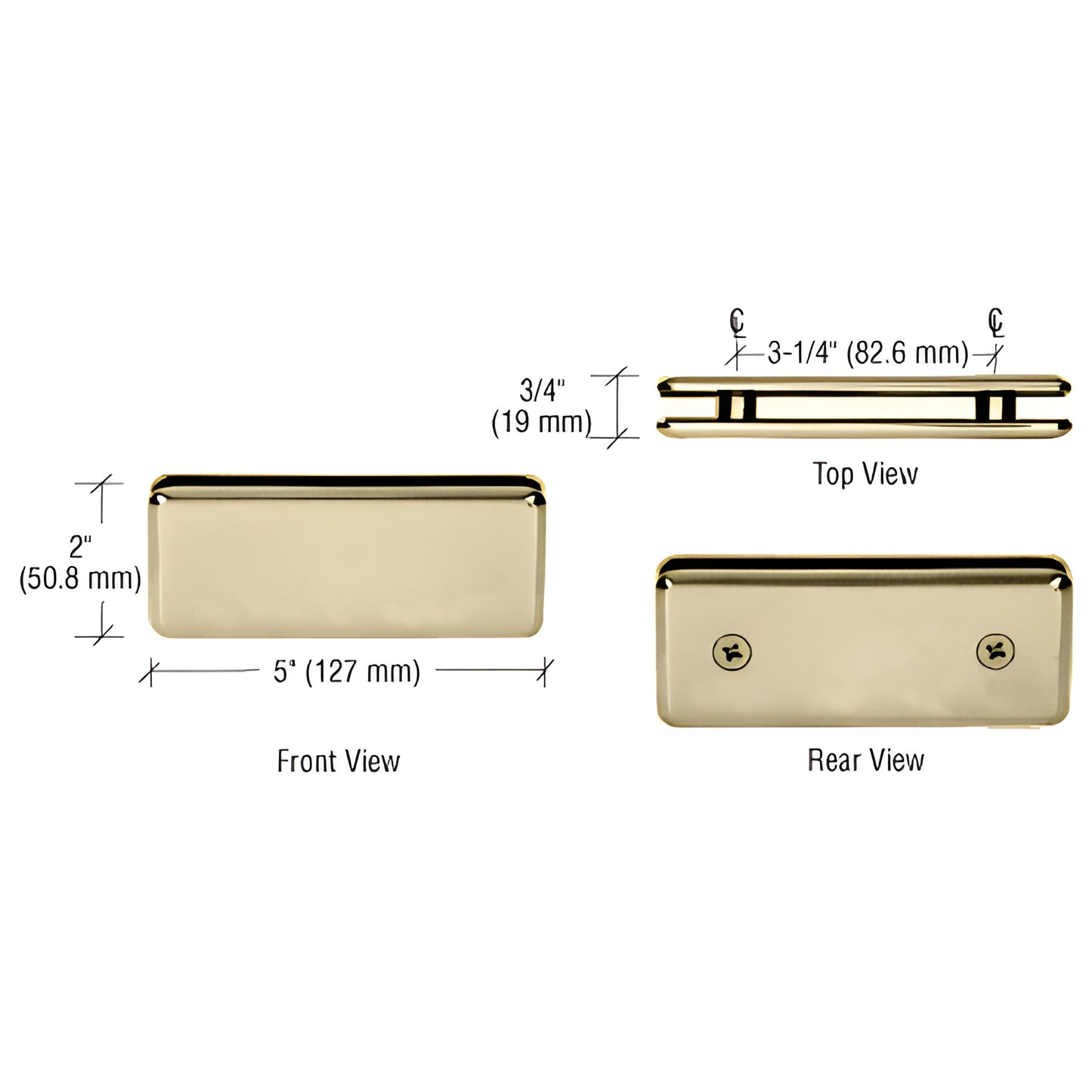 Beveled 180 brass glass-to-glass clamp, brushed bronze finish, 3/8-1/2" glass (SKU BGC180BBRZ)