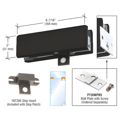 DormaKaba Matte Black Wall-Mounted Transom Patch for Glass Doors