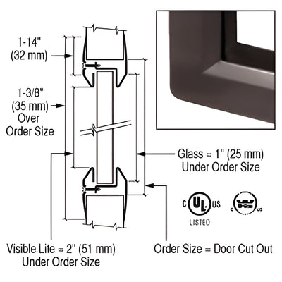 CRL 12 x 12 Slimline Door Vision Lites - Door Window Glass