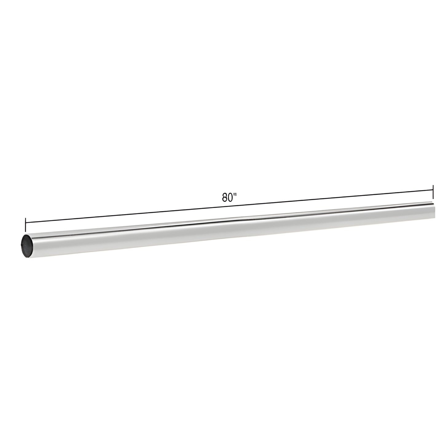Polished chrome 3/4" (19 mm) brass support rod, 80" long - SKU S80CH, for glass-to-glass or wall-to-glass support bars.