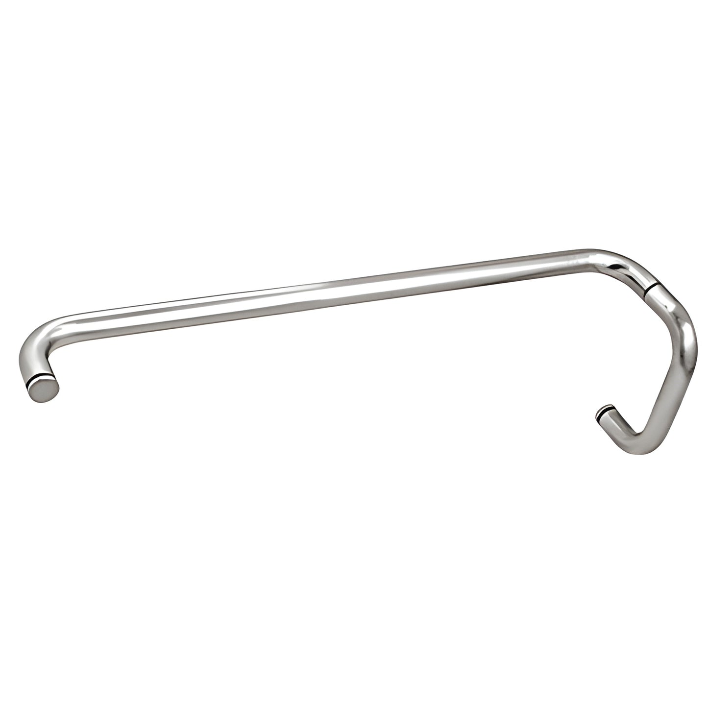 Polished chrome 3/4" tubular brass glass pull with 22" towel bar, SKU BMNW6X22CH
