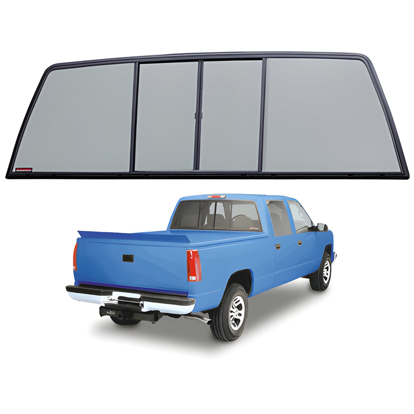 CRL Duo-Vent 4-panel truck slider EDV880S, solar tempered glass, black powder-coated frame for 1988-2000 Chevy/GMC CK trucks