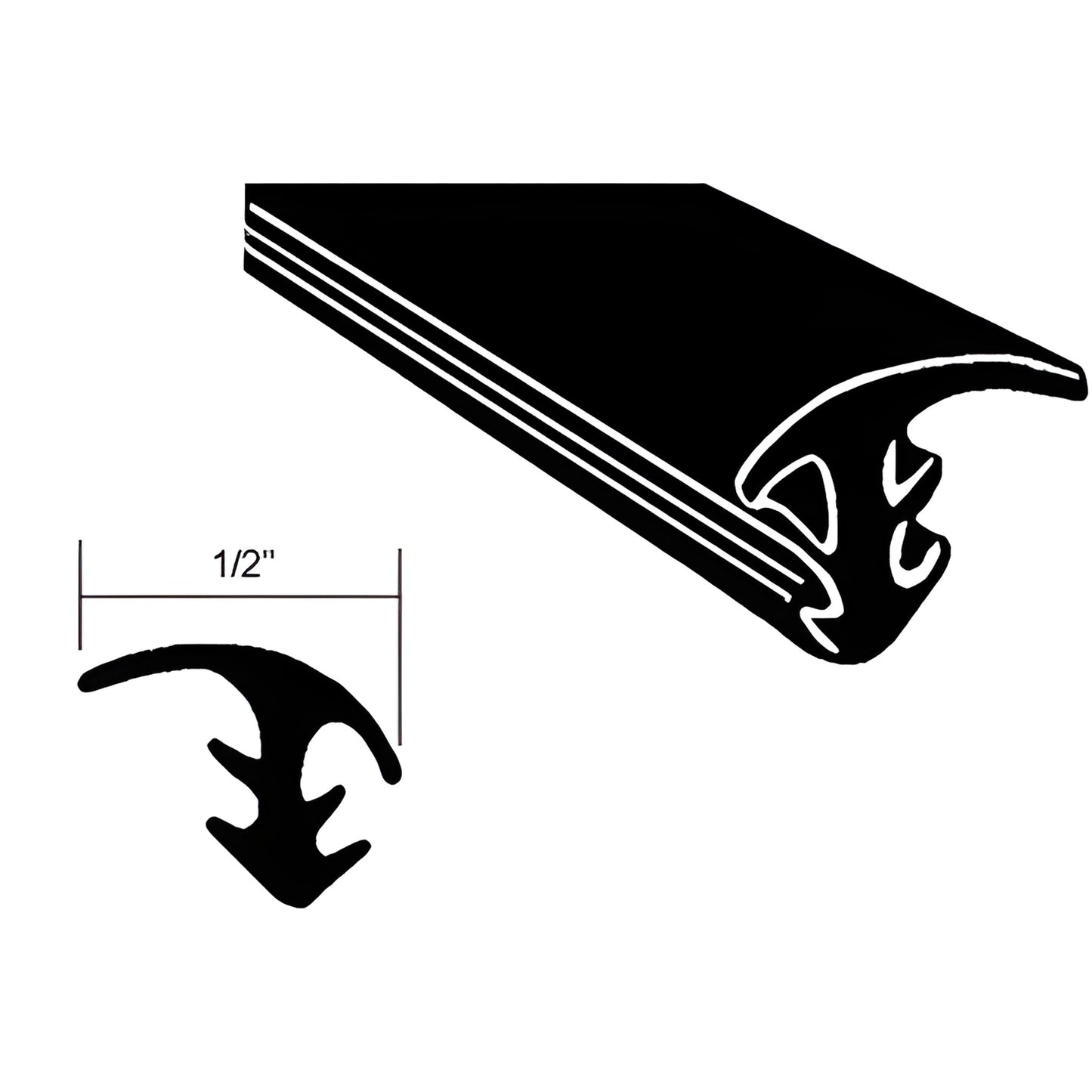 CRL universal black windshield filler strip (SKU WFSR100), 1/2" reveal profile, cut-to-length automotive molding.