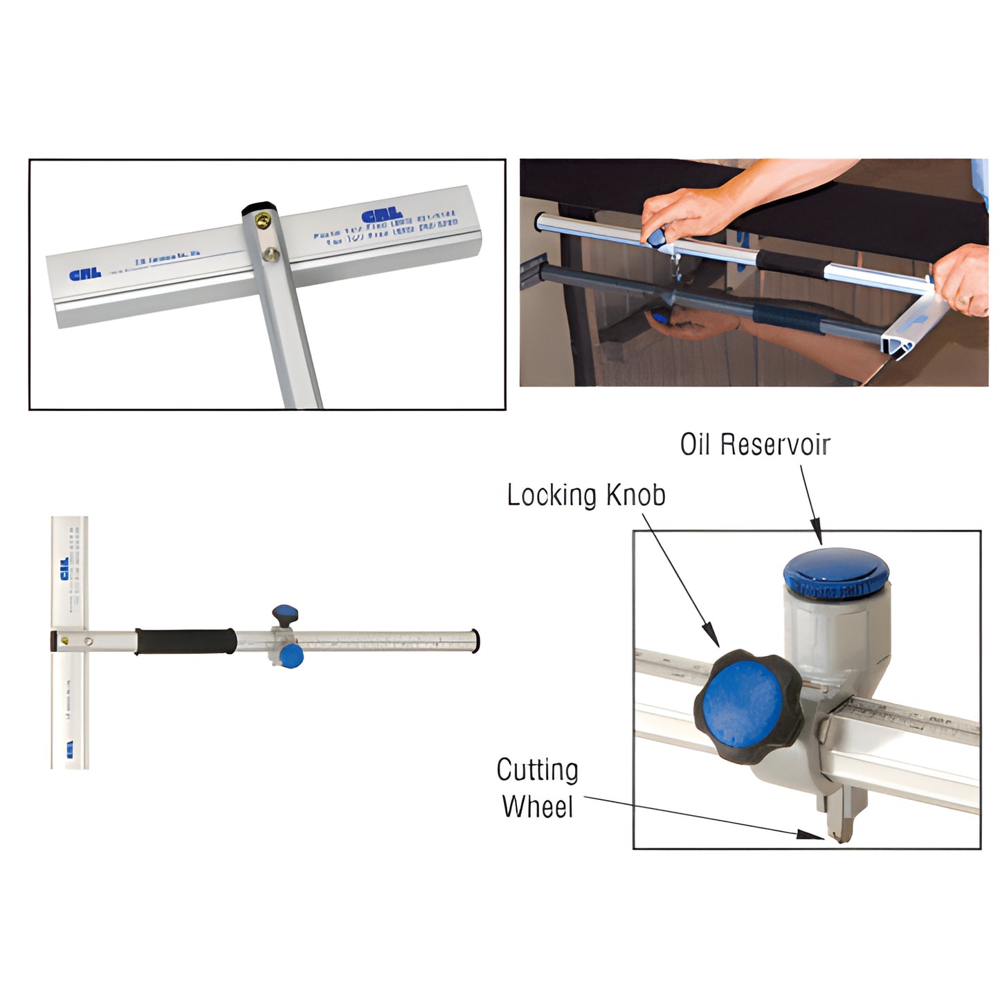 CRL PTC12 12 in production oil T-cutter: aluminum T-bar with oil reservoir, carbide cutting wheel and adjustable guide roller