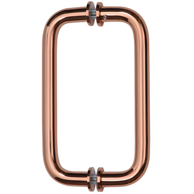 CRL Rose Gold 8" Back-to-Back Solid Brass 3/4" Diameter Pull Handles with Metal Washers