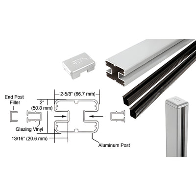 CRL 180° Silver Center Post Kit for Glass Doors 2 x 2-5/8 in 60 in