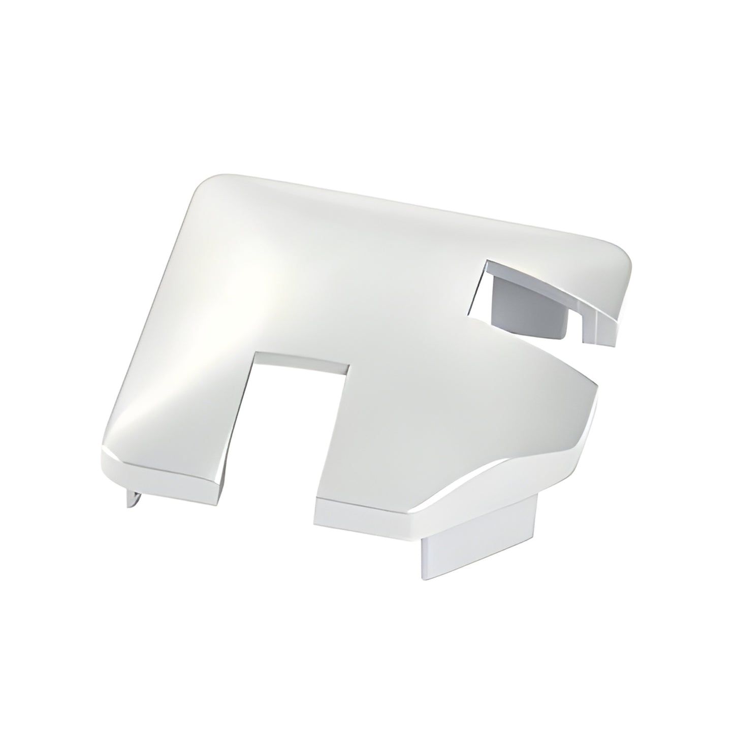 Silver metallic aluminum notched rectangular post top cap for glass windscreens, SKU NC1LS.