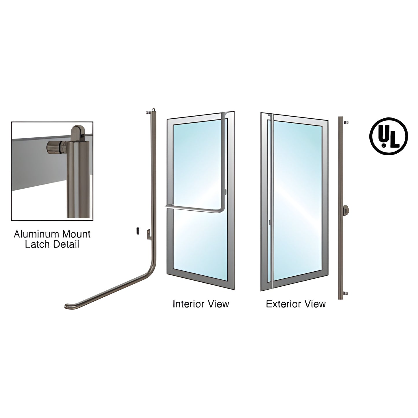 PA100F3AK0RB oil rubbed bronze panic handle for 1/2" or 3/4" glass doors, 11 4" tube, interior push bar, exterior keyed access.