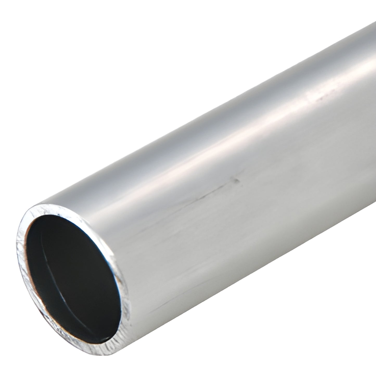 HRH15MC 1-1/2" 304 stainless steel mill-finish handrail tubing, 240 in. length - hollow pipe close-up.