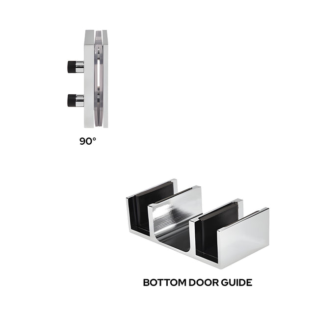 CRL Polished Stainless Steel Replacement 90 Degree Accessory Kit & Bottom Guide for Brixen Sliding Shower Door System