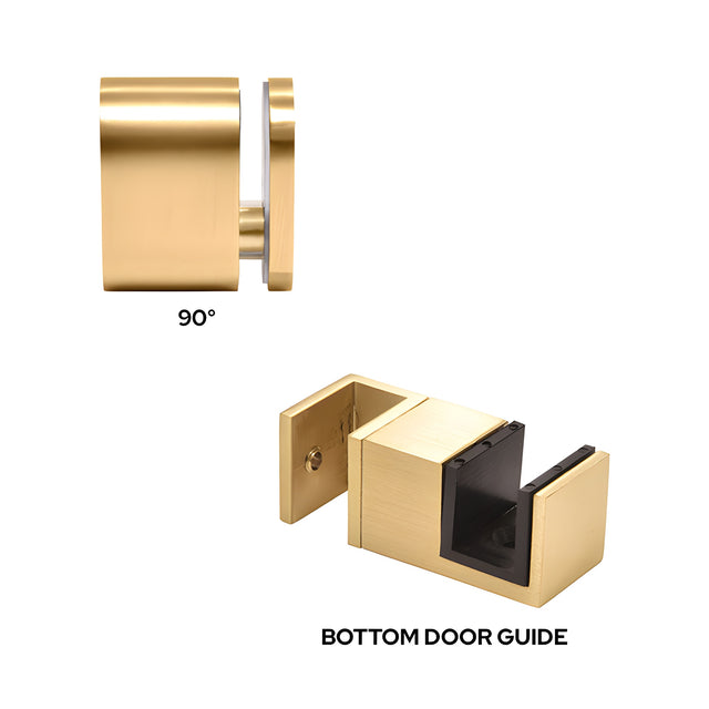 CRL Satin Brass Replacement 90 Degree Accessory Kit & Bottom Guide for Tofino Sliding Shower Door System