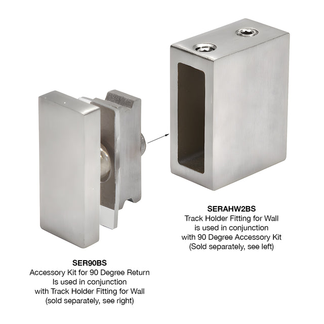 CRL Brushed Stainless Serenity Series Sliding Door 90 Degree Accessory Kit