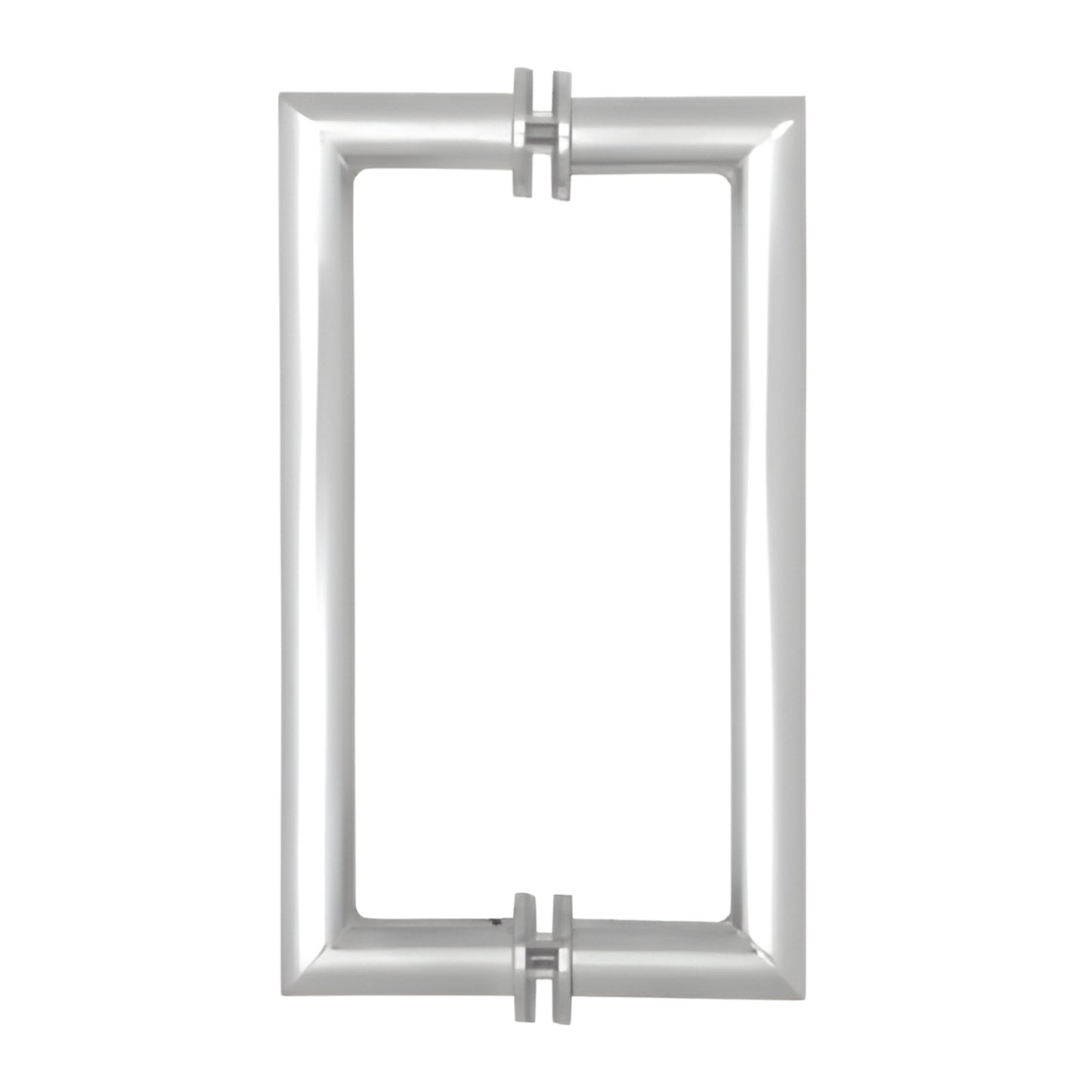 Brushed stainless steel MH18X18BS mitered-corner rectangular glass pull handle, fits 3/8-3/4" glass.