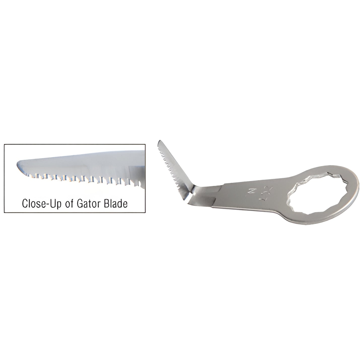 FEIN Gator L-shaped serrated 1" oscillating multi-tool blade with ring mount, silver finish