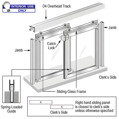 CRL Horizontal Sliding Daisy Pass-Thru Assembly w/ D4 Header & Jambs