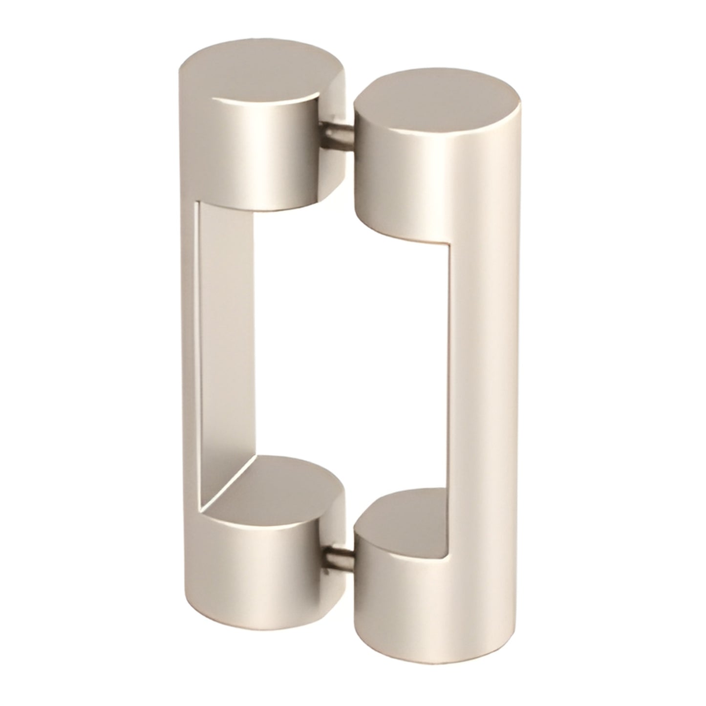 Brushed stainless steel Beretta pull handle for 3/8-1/2" tempered glass doors, 8" center-to-center (SKU BS8X8BS)